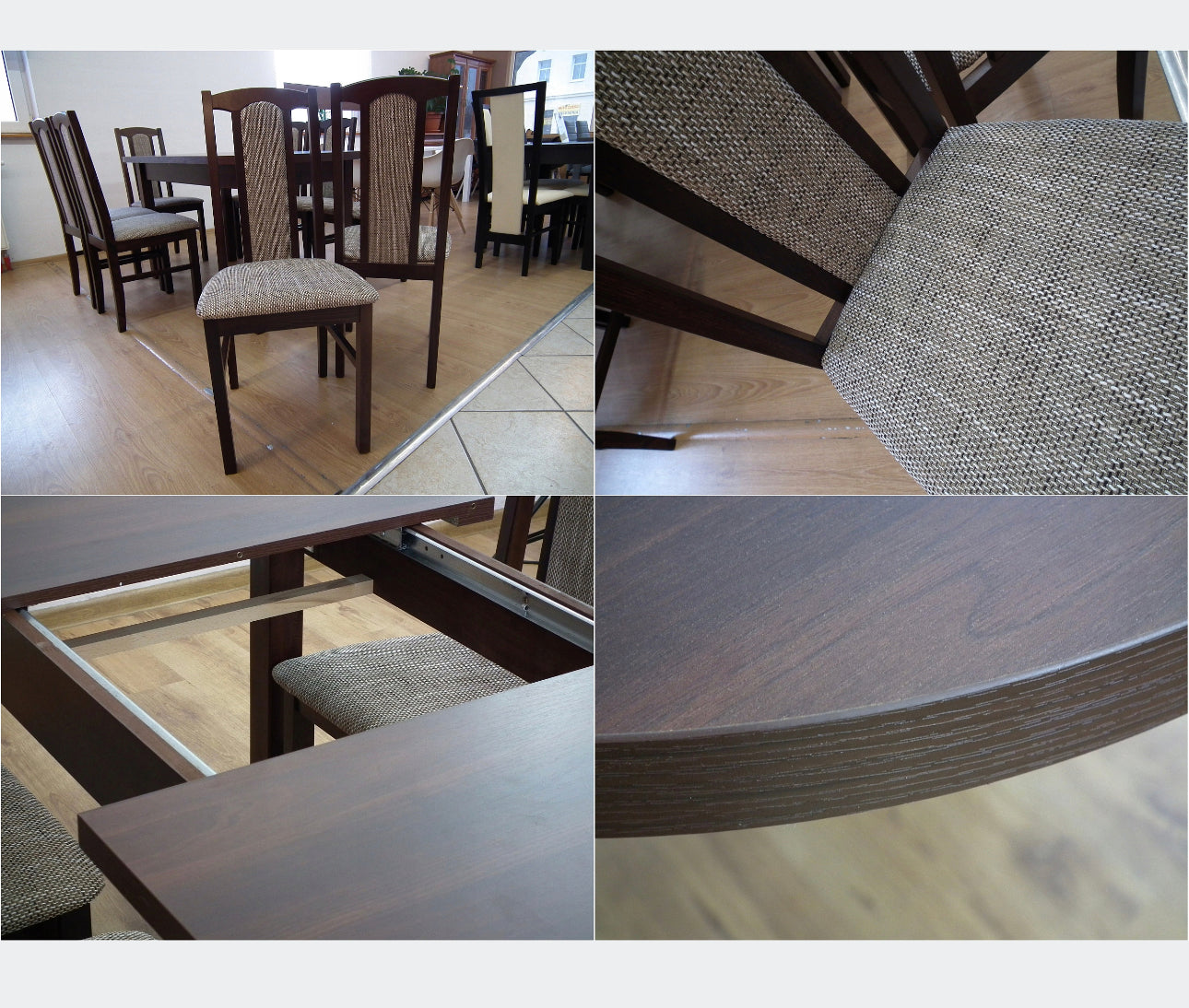 Set of round table 160 x 80 cm + 6 chairs