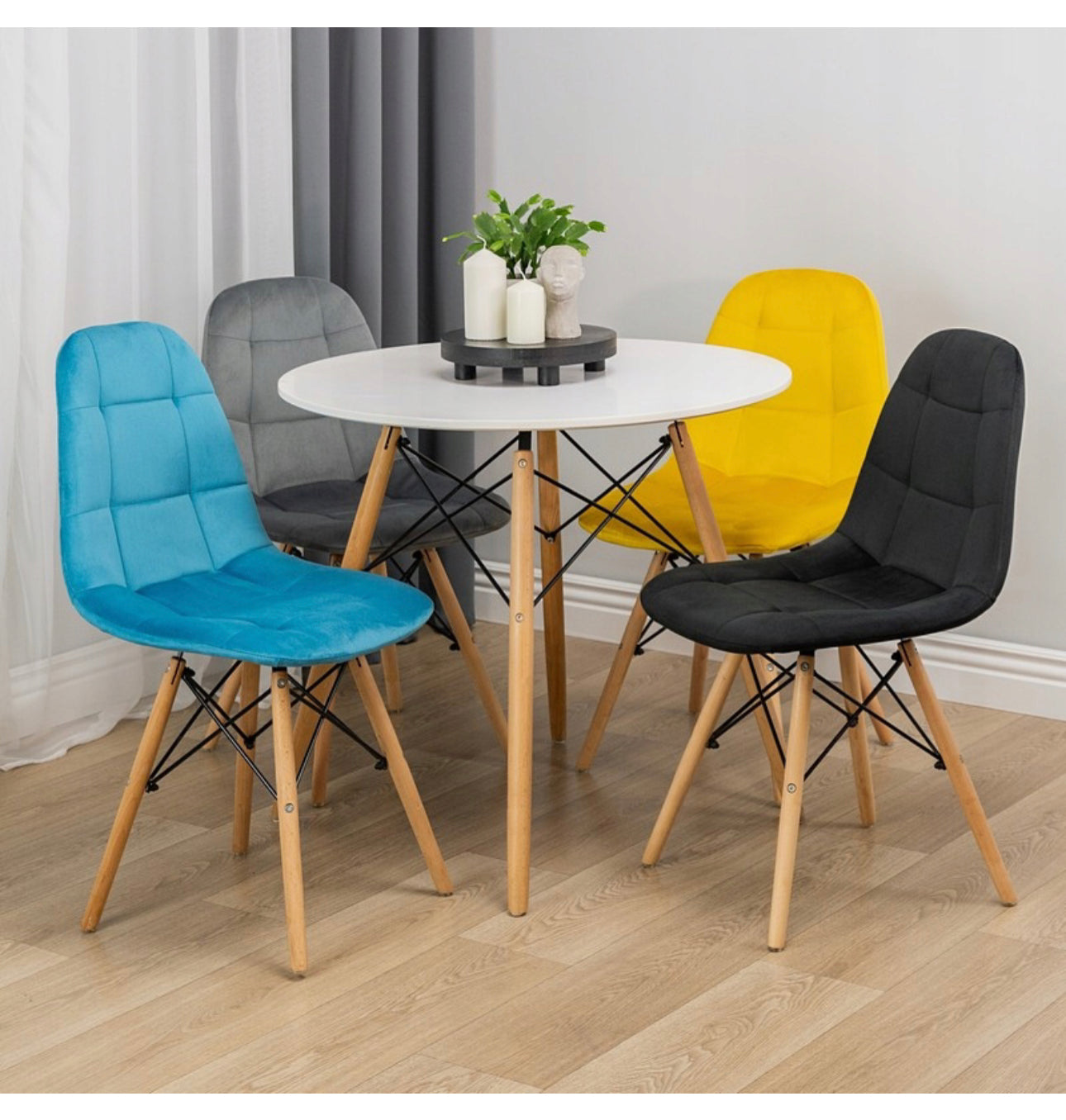 set of 4 chairs and a table