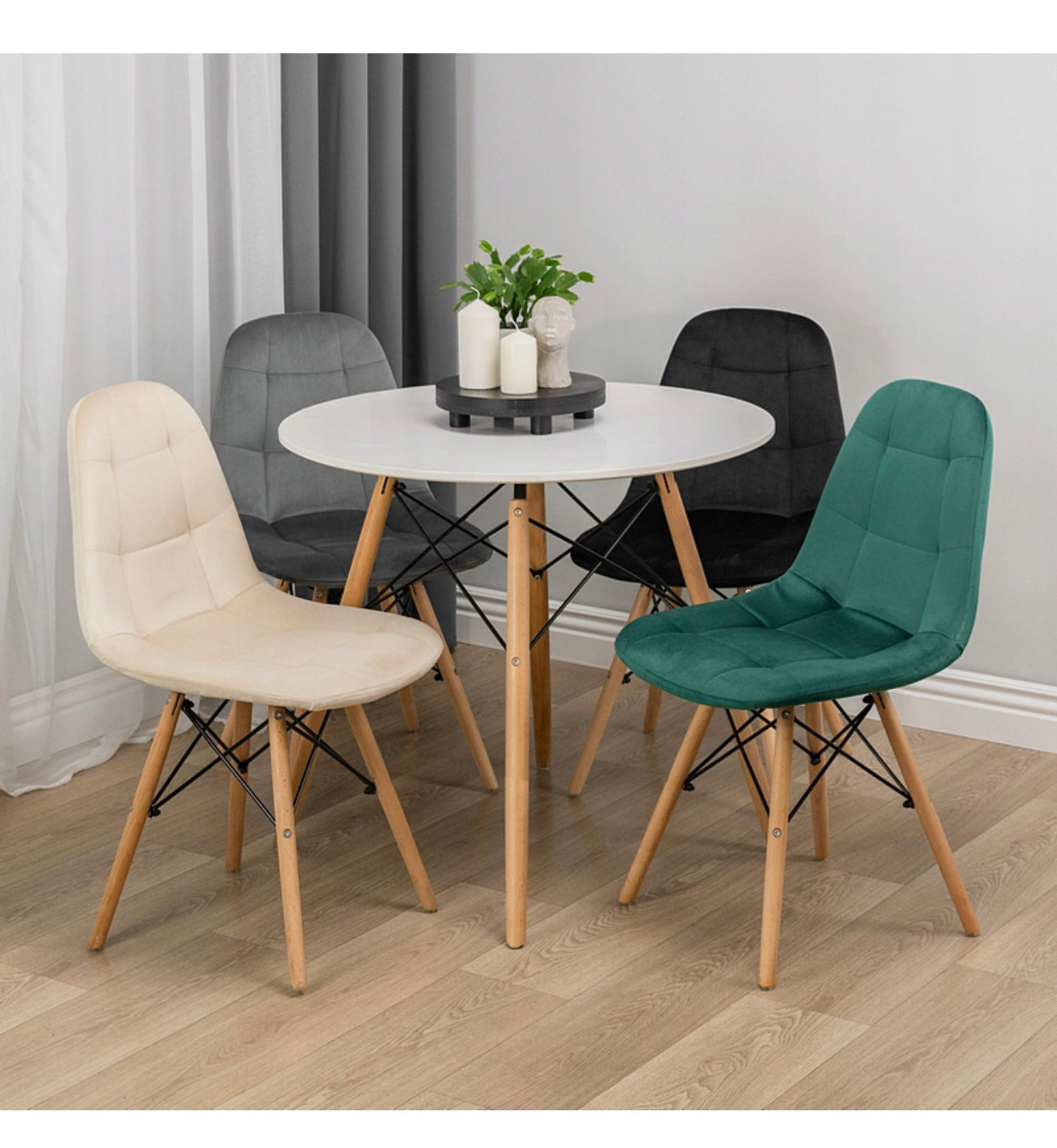 set of 4 chairs and a table