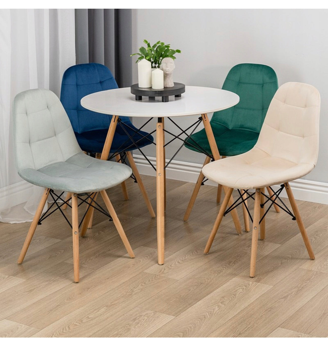 set of 4 chairs and a table