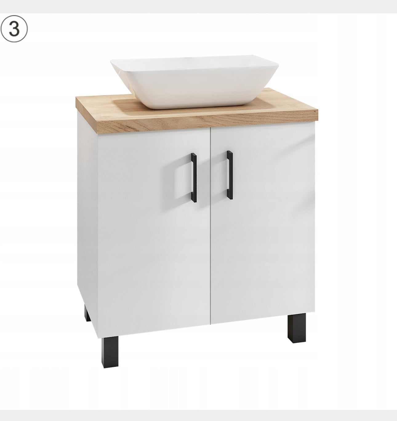 A set of bathroom cabinet + washbasin