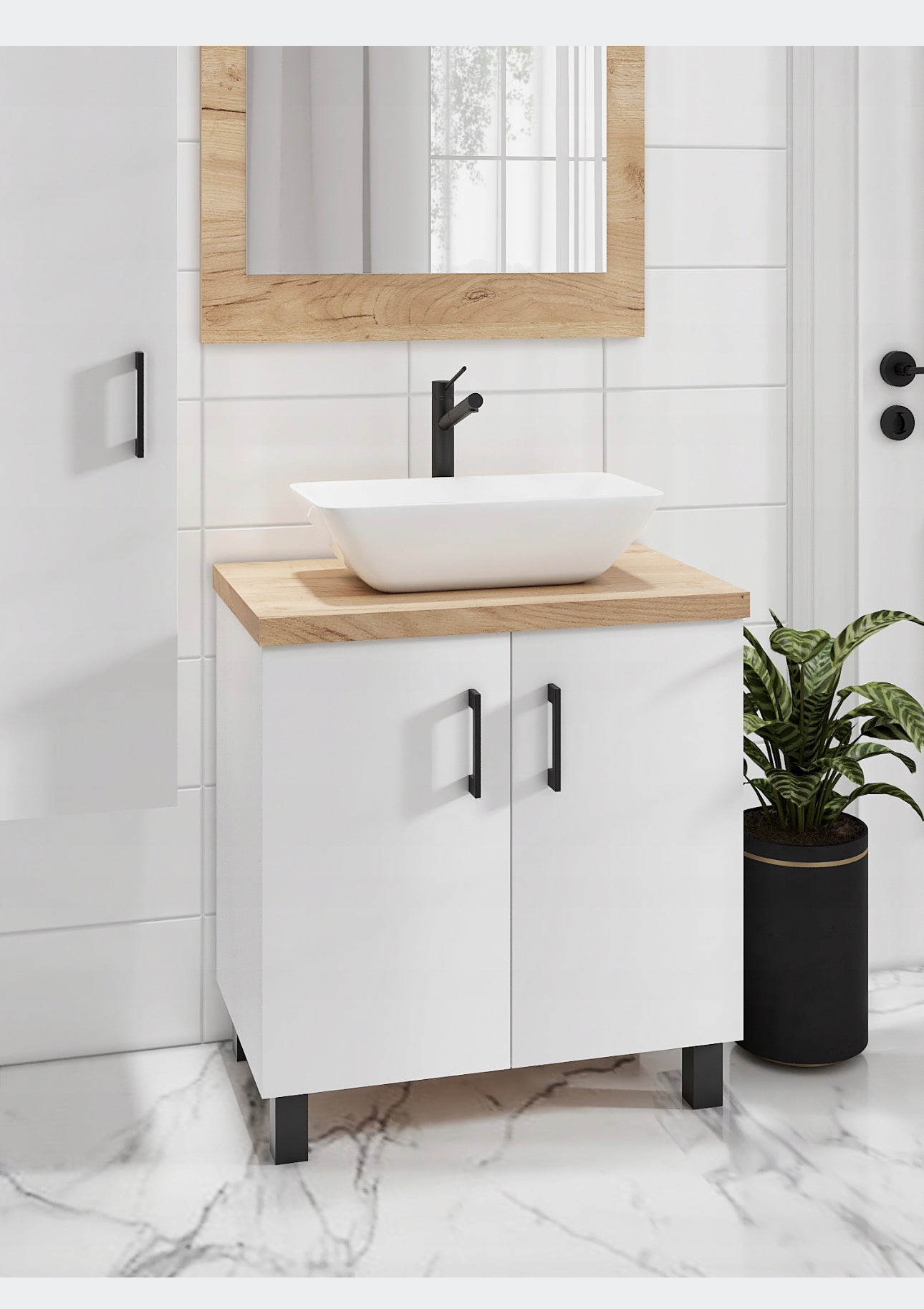 A set of bathroom cabinet + washbasin
